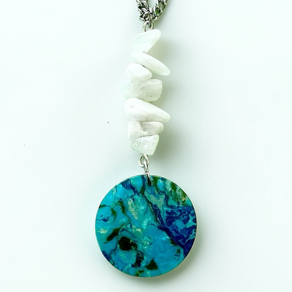 🆕 Gemstones Pendant Necklace-Stainless Steel